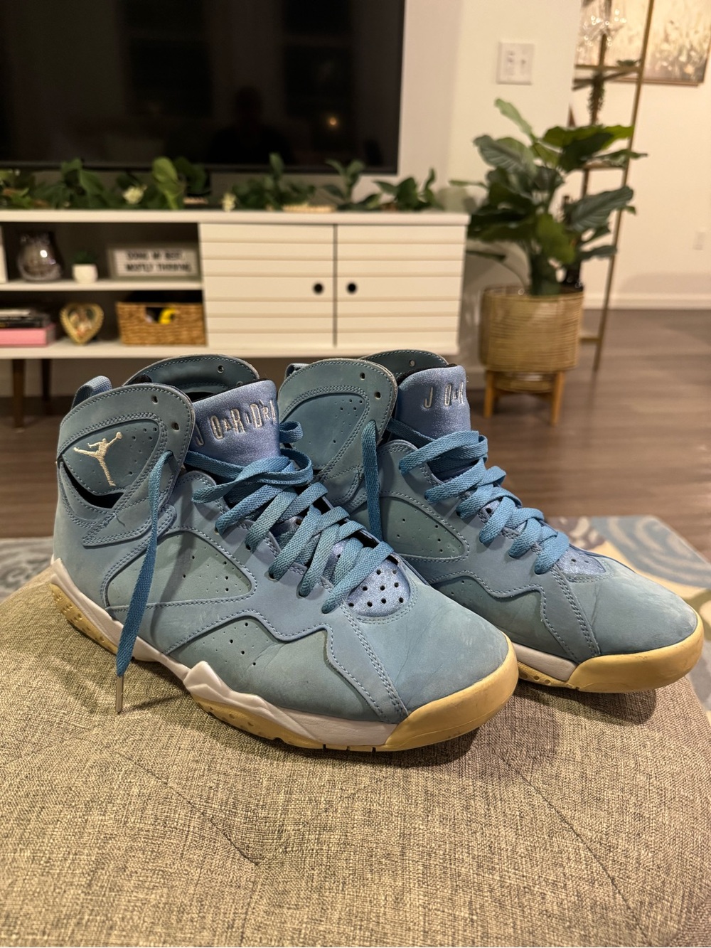Jordan Light Blue Suede High-Top Sneakers